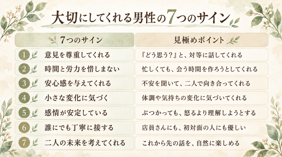 50代婚活で女性を大切にしてくれる男性の7つのサインと見極めポイント